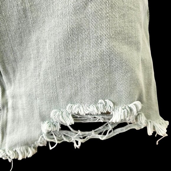 Dance&Marvel Teal Denim Skirt Distressed Asymmetric Hem Full Zip Womens S NEW - Picture 4 of 7